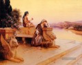 Elegante Arabien Damen auf einer Terrasse bei Sonnenuntergang Rudolf Ernst